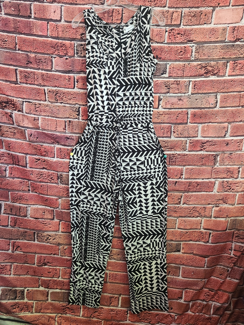Calvin Klein Black & White Geometric Tank Jumpsuit